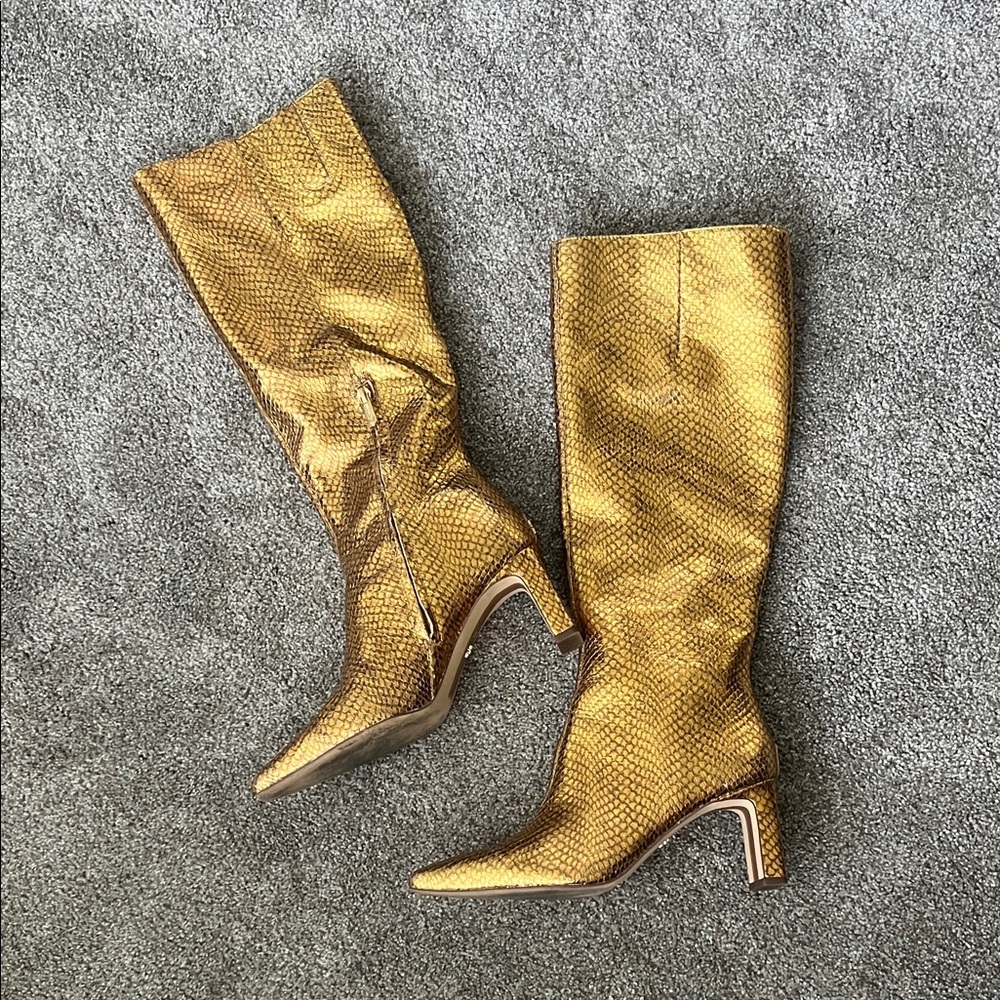 Sam Edelman Gold Textured Heeled Boots